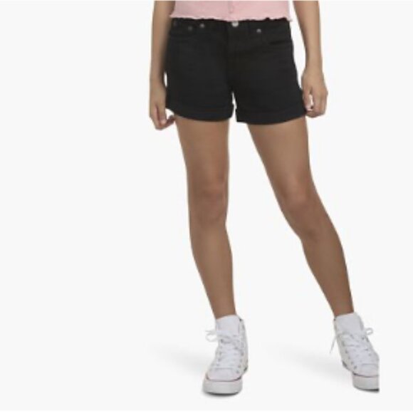 NWOT Levi's Girls' Kids Girlfriend Black Cuffed Stretch Midrise Shortie Sz 10 - Picture 4 of 9